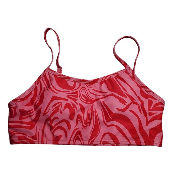 Shein Girl's Pink Fuchsia Swirl Print Pull On Bralette Swim Bikini Top‎ 160 / M - Picture 1 of 3